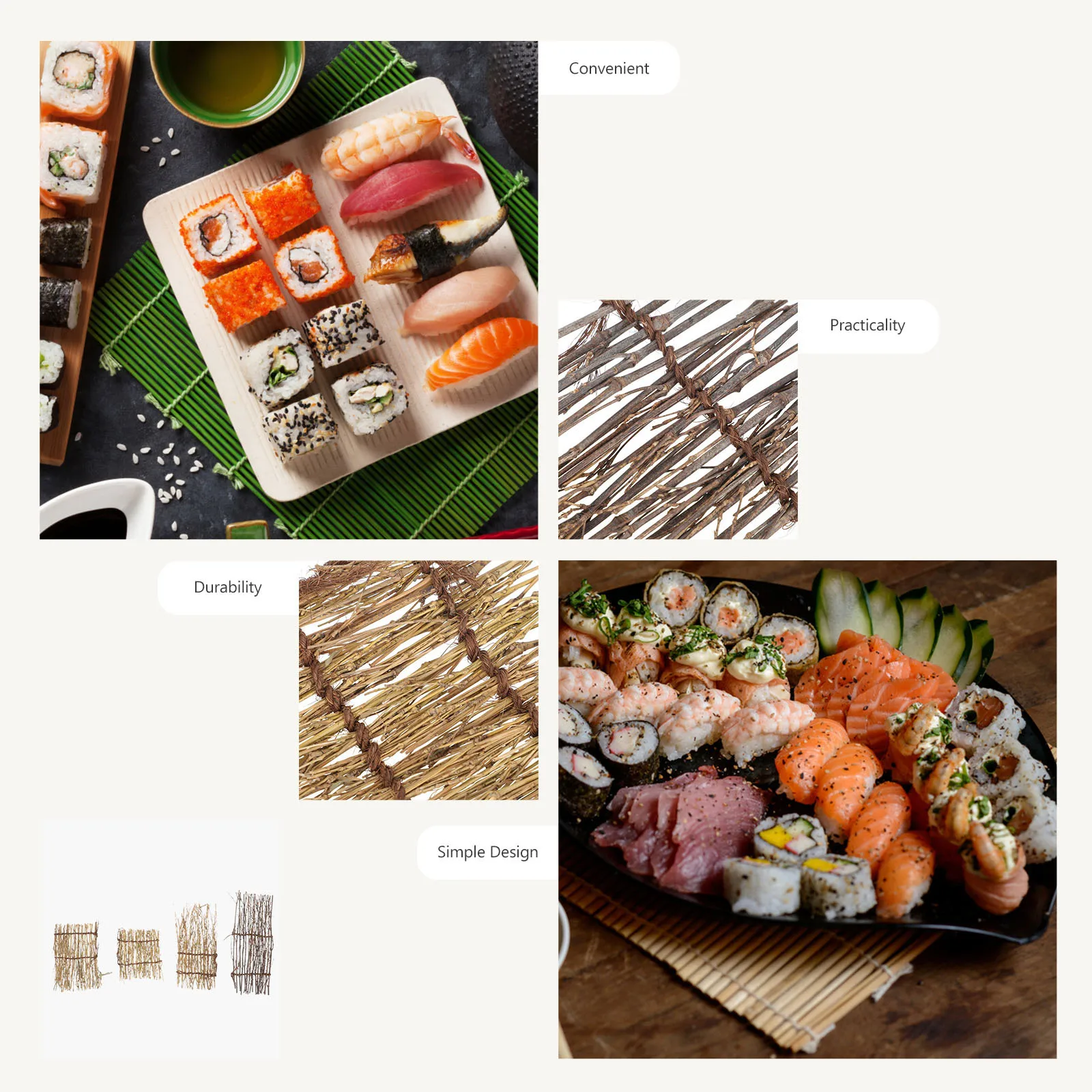 

1 set Bamboo Decorations Sushi naments Sashimi Mats Restaurant Counter Decor Premium Material H y Japanese Food L