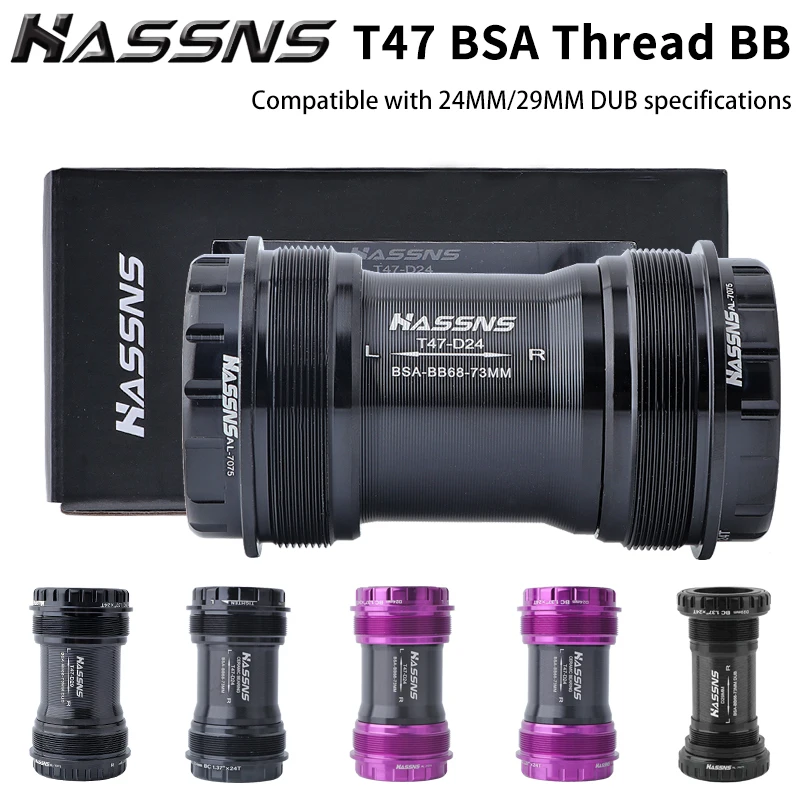

HASSNS T47 Bottom Bracket BSA Mtb Central Movement DUB Bicycle Hollowtech Central Movement Mountain Bike Ceramics BB 68-73MM