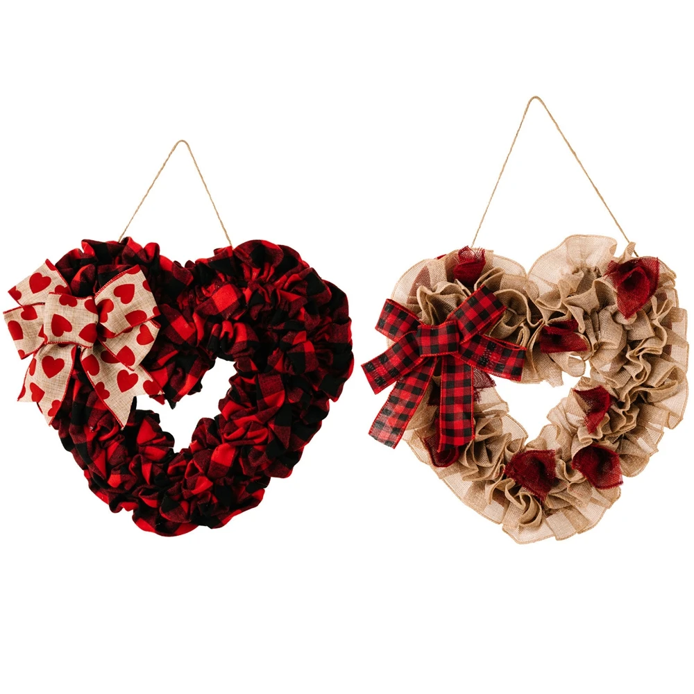 

Valentine's Day Wreath Welcome Sign Holiday Decoration for Home Decoration Wall Hanging Garland Fabric Decoration