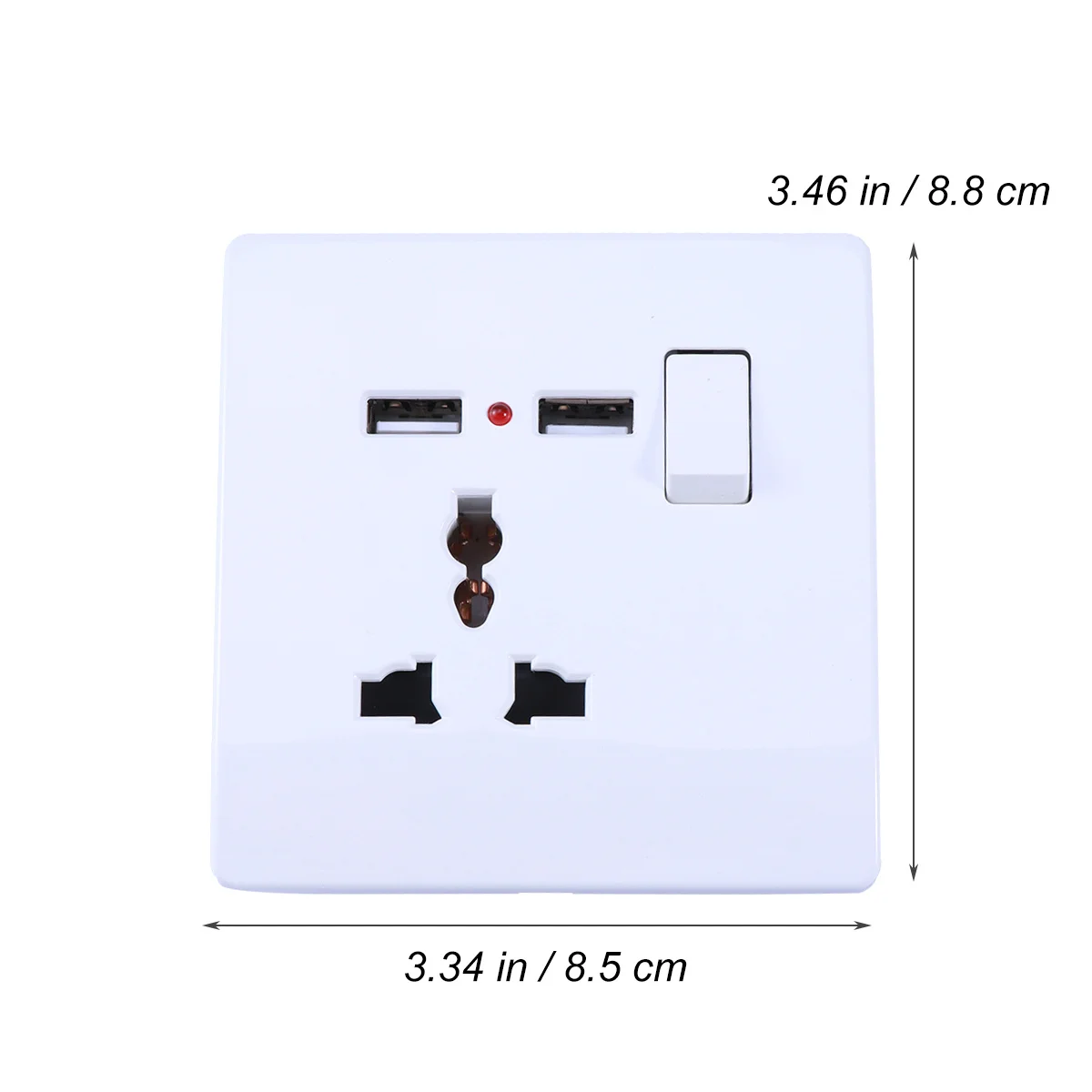 Dual USB Wall Socket 3-Pin Universal Power Outlet Face Plate Panel Power on Off Portable USB Output for Cellphones