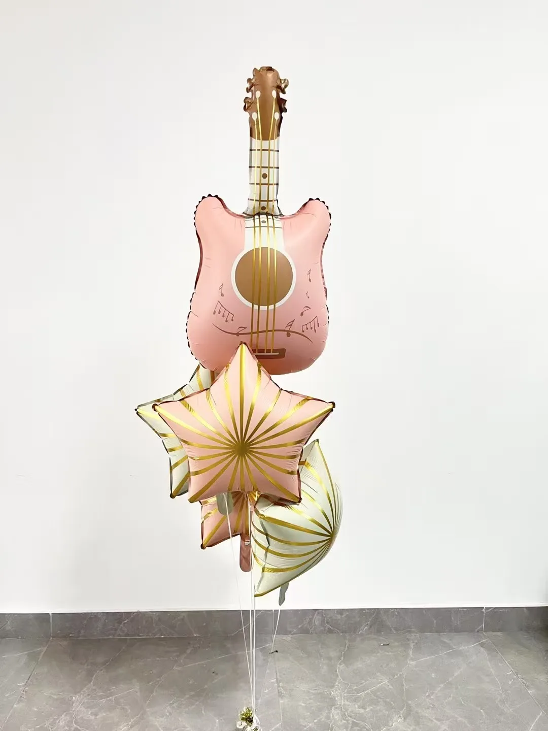 5 Stück Gitarren-Luftballons, Retro-Stil, 80er-90er-Jahre, HipHop-Party-Dekoration, Gitarrennotizen, Musik-Mottoparty-Setup für Abschlussfeier, Hochzeit, Geburtstag