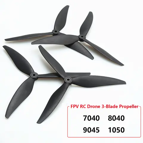 2 Pairs Tracker 3-Blade Propeller Fiberglass Nylon CW CCW For 7040  8040 9045 1050 7 8 9 10 inch Multirotor FPV RC Drone