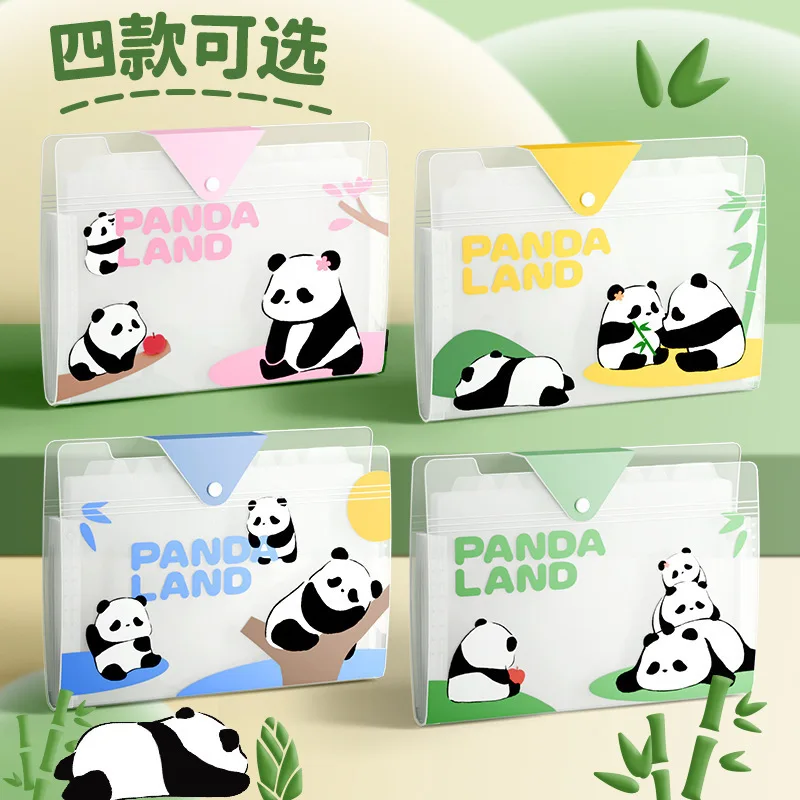 

Fashion 12 Pockets Expanding File Bag Large Capacity Classified Portfolio Cartoon Panda PP A4 File Folder School Office