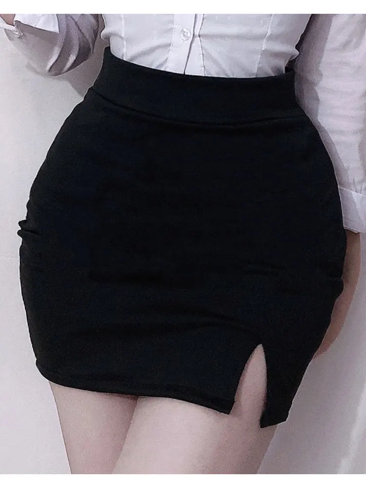 Sexy Summer Skirts For Women High Waisted Allure Slim Body Skirts Ladies Skirts With Slit Lift Package Hip Night Club Outfits