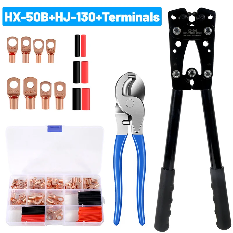 

Инструмент для обжима кабельных наконечников HX-50B 6-50 мм² для проводов AWG 10-1/0, усиленный обжимной инструмент для трубчатых клемм, шестигранные обжимные клещи