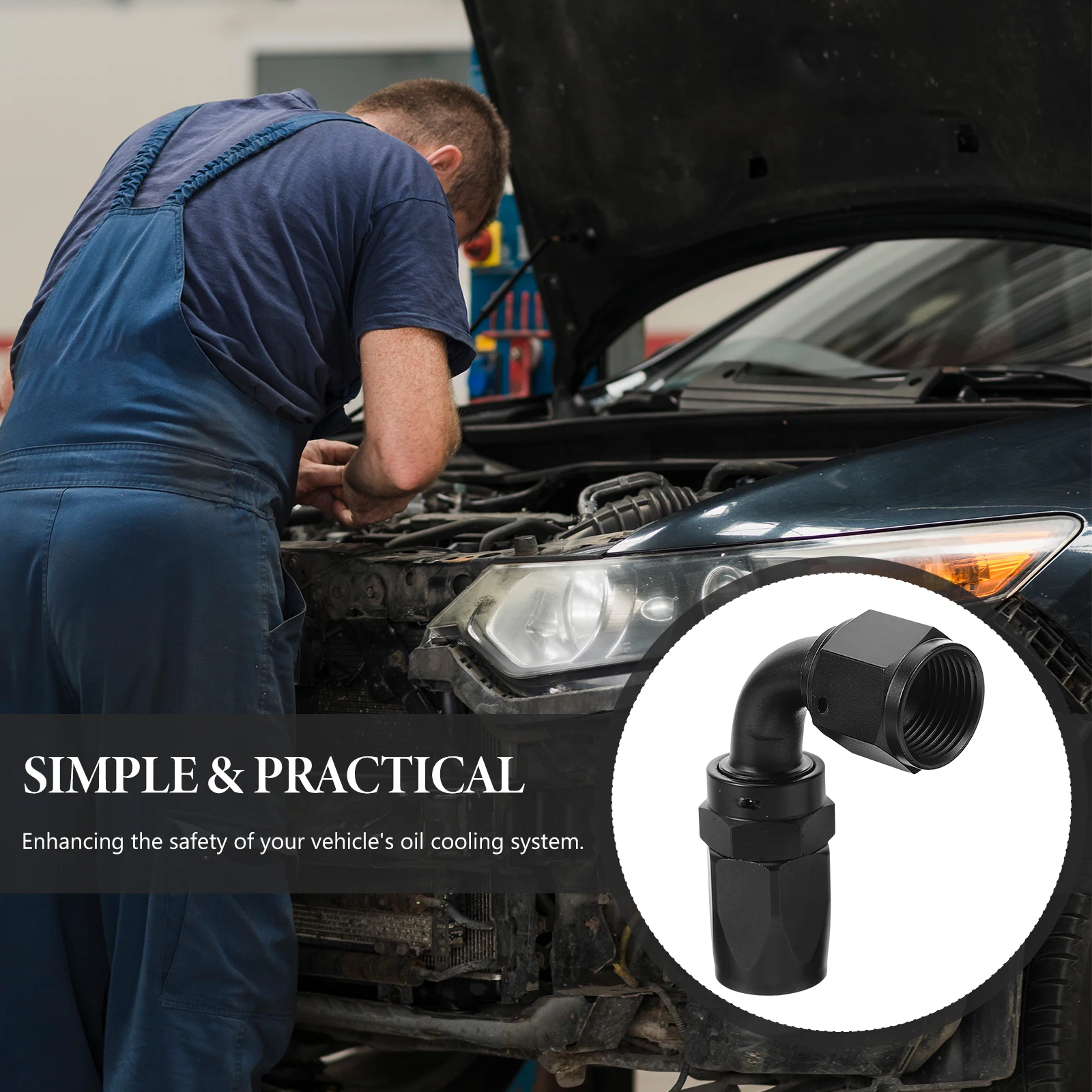 

8An 90 Degree Hose End Fitting Push On Hose Barb Adapter Detachable Fuel Line Connector Oil Cooler Swivel Leak Free