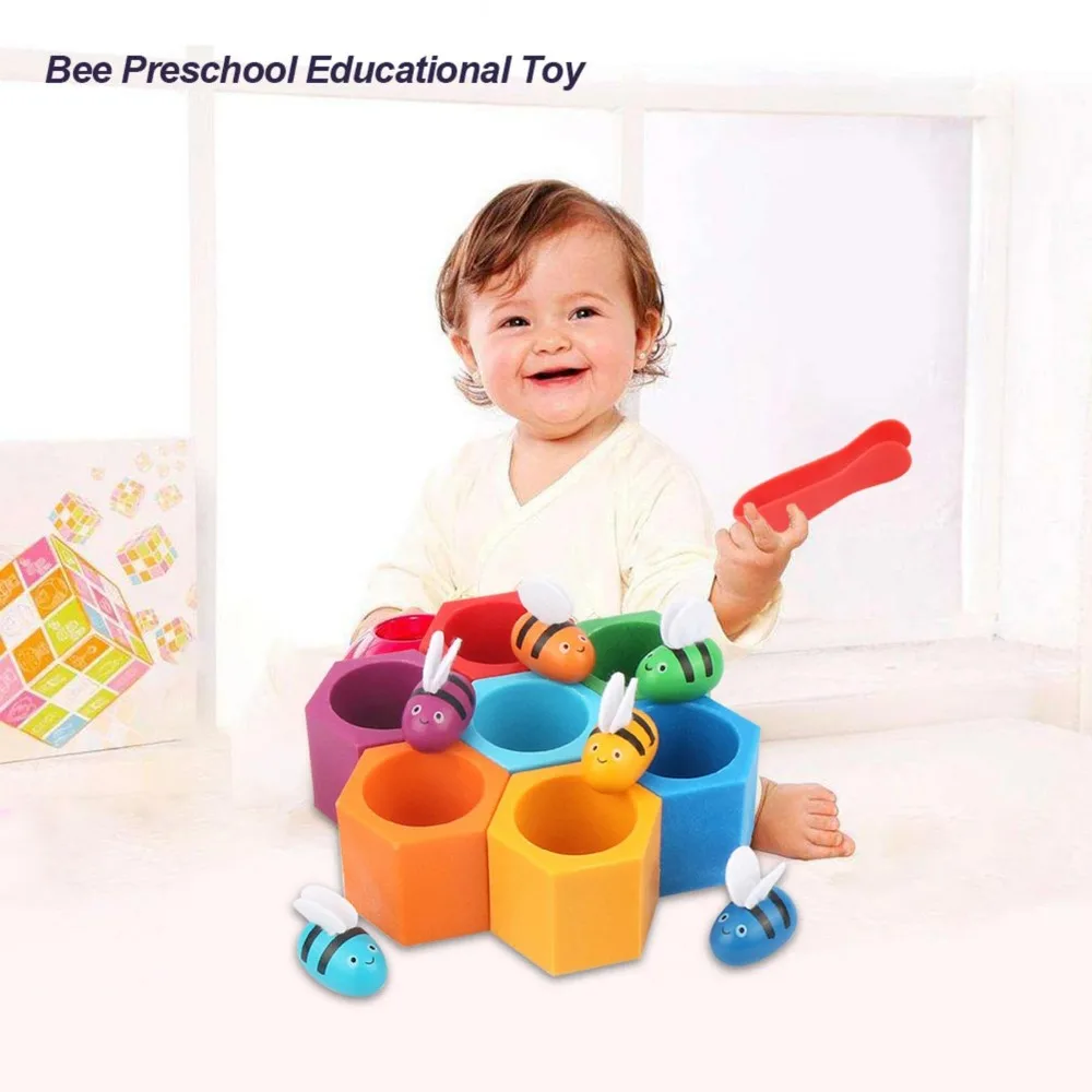 

New Sturdy Wooden Honey Bee Toy Eco-Friendly Colorful Wooden Sorting Game Reallistic Educational Toy Kids' Beehiive Toy