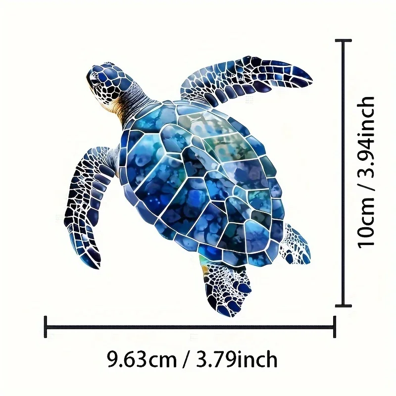 1PC Blue Mosaic Sea Turtle Vinyl Sticker, Waterproof & Scratch-Resistant PVC Decal for Car, Motorcycle, Laptop & Phone