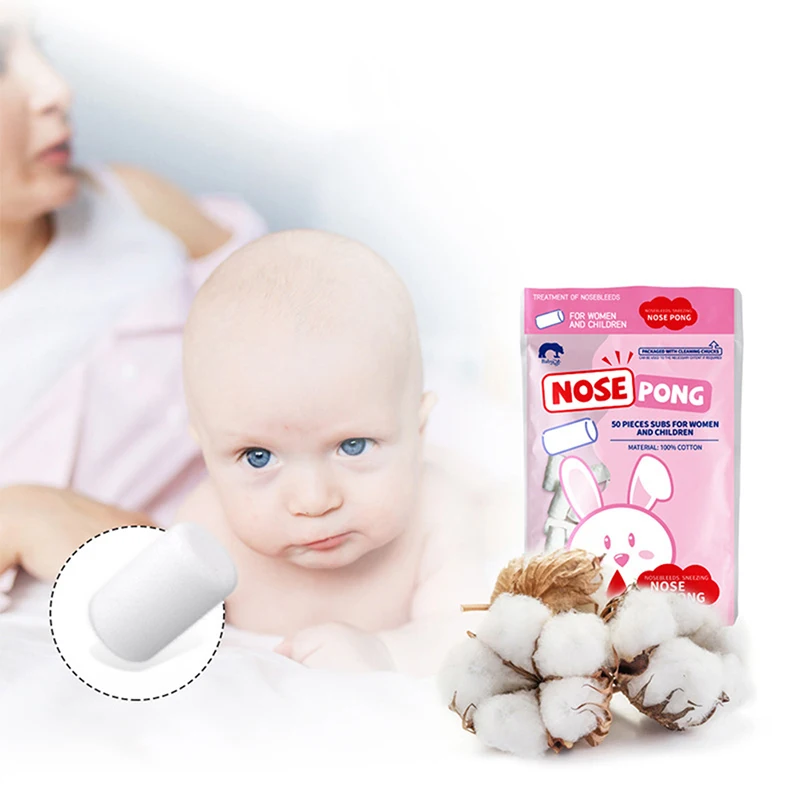 50 Capsules Nose Blood Stop Bobbin Child Nose Bleeding Runny Nose Nose Spray Degreasing Cotton Roll Children Big People