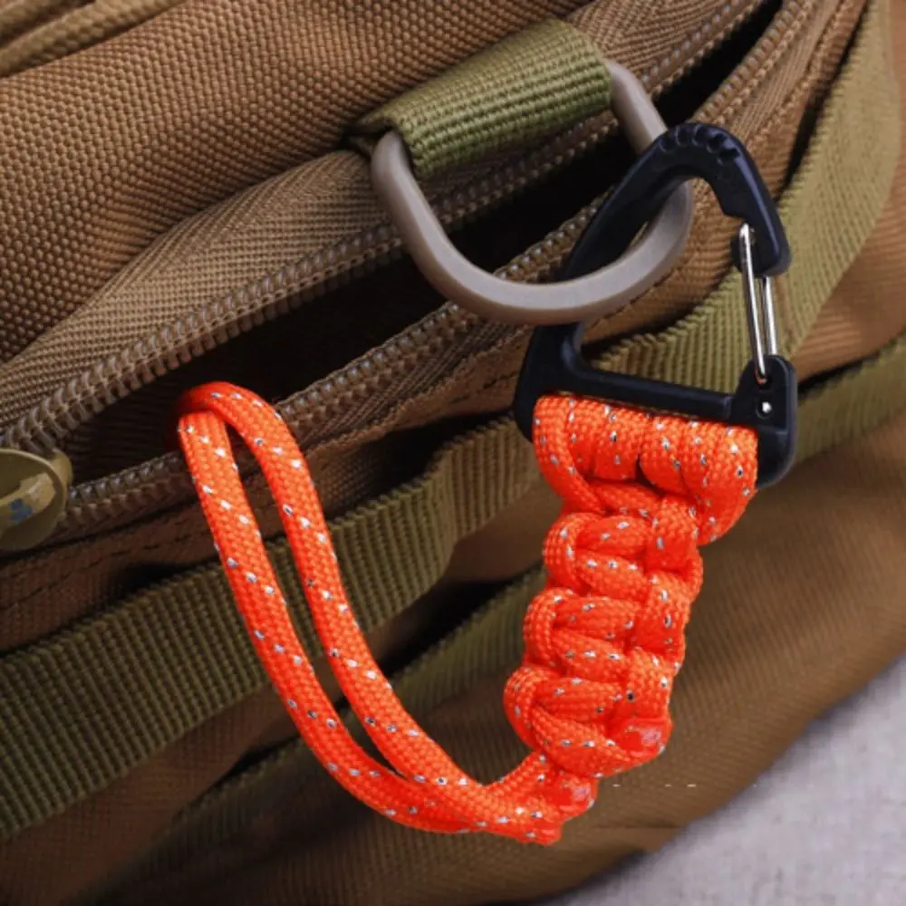 Triangle Buckle Paracord Keychain Anti-lost High Strength Braided Woven Keychain Multifunctional Stable Parachute Cord Carabiner
