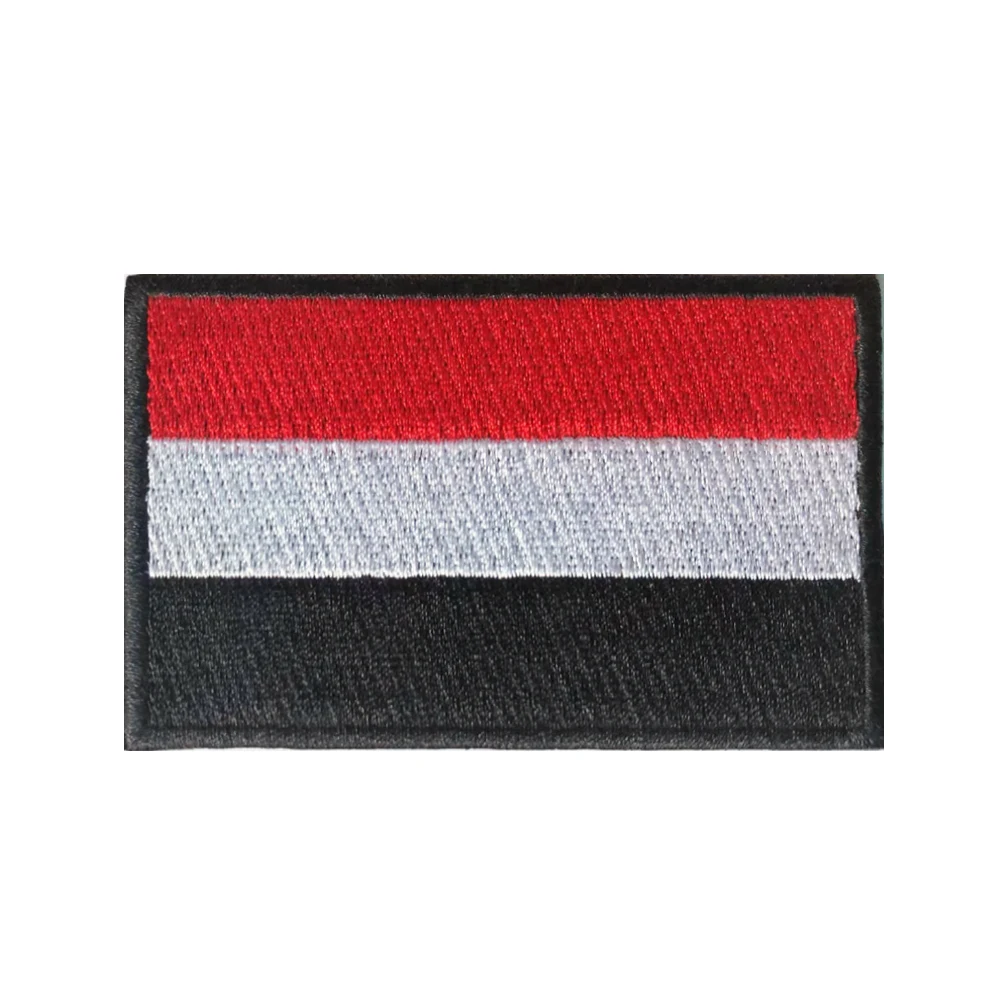 1PC Yemeni flag Yemen Patch Stripes Badge Tags Chevrons Military Armband Iron On Or Hook Loop Embroidered