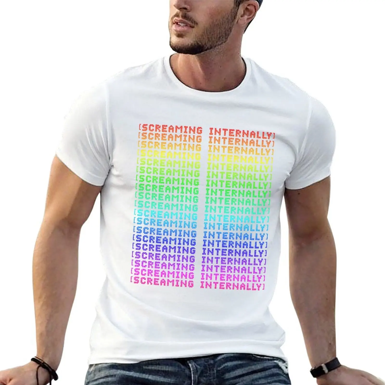 Screaming Internally Meme T-Shirt Soft Anti-Shrink Cotton Tee