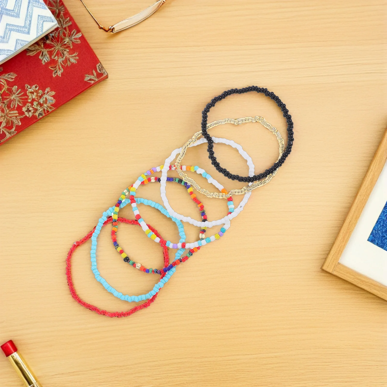 

7Pcs Hand Chain Bracelets for Women Trendy Wrist Chains with Layer Design Fashion Colorful Bracelets for Daily Party Wear