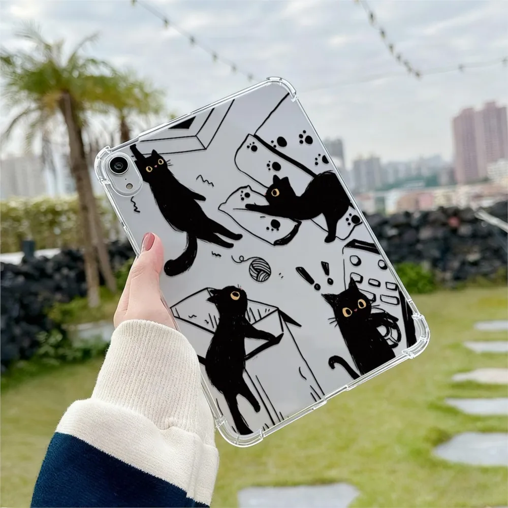 Mischievous Black Kitten Transparent Tablet Case for Redmi Pad Pro 12.1 for Xiaomi Poco 12.1inch 7 6 5 Pro Pad 2 9.7inch 2026