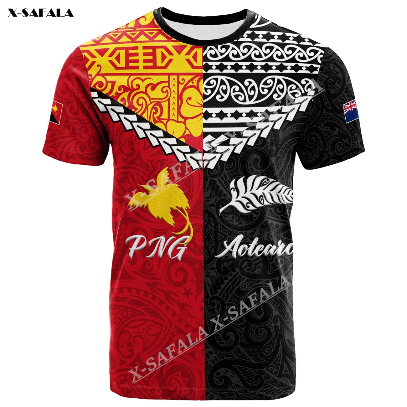 Papua New Guinea New Zealand Maori Aotearoa Heritae Art  3D Print Men T-Shirt Tops Tees Short Sleeve Casual Quick Dry Breathable