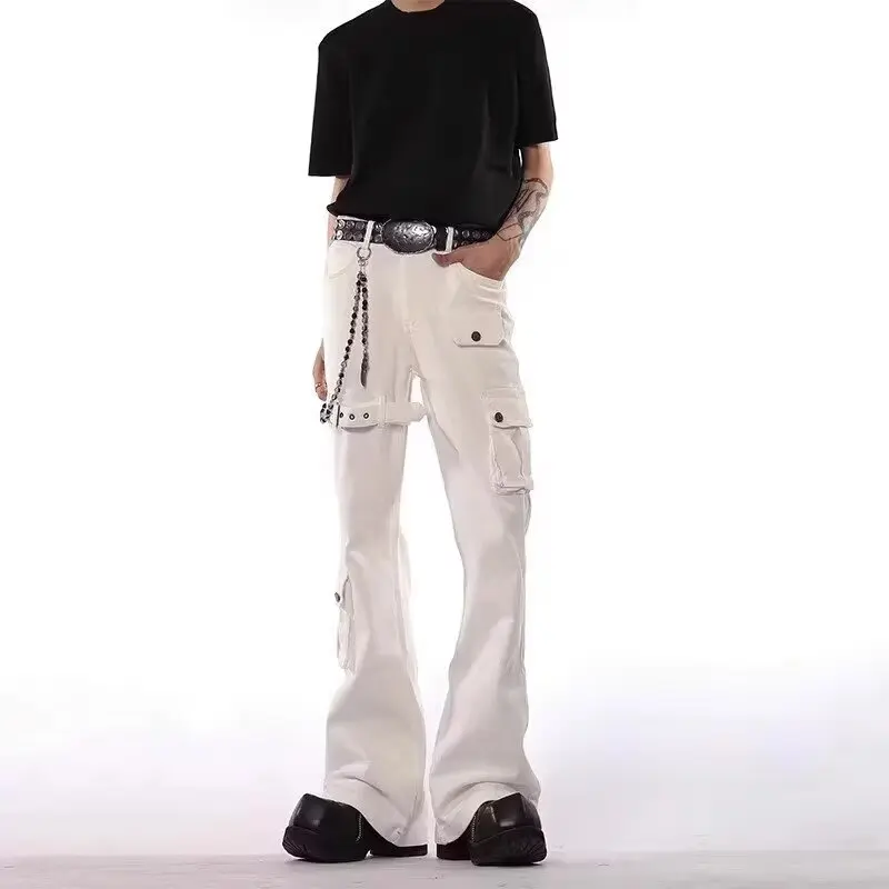 

Мужские джинсы в корейском стиле, модные, молодежные, повседневные, прямые, узкие, джинсовые брюки, мужские облегающие белые брюки