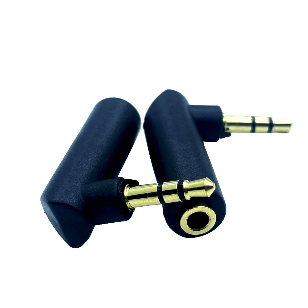 2Pcs Right Angle 3.5mm Headphone Jack Adapter Gold-plated 3.5 Female Jack To 3.5mm 3pole Male Audio Stereo Plug Audio Connector