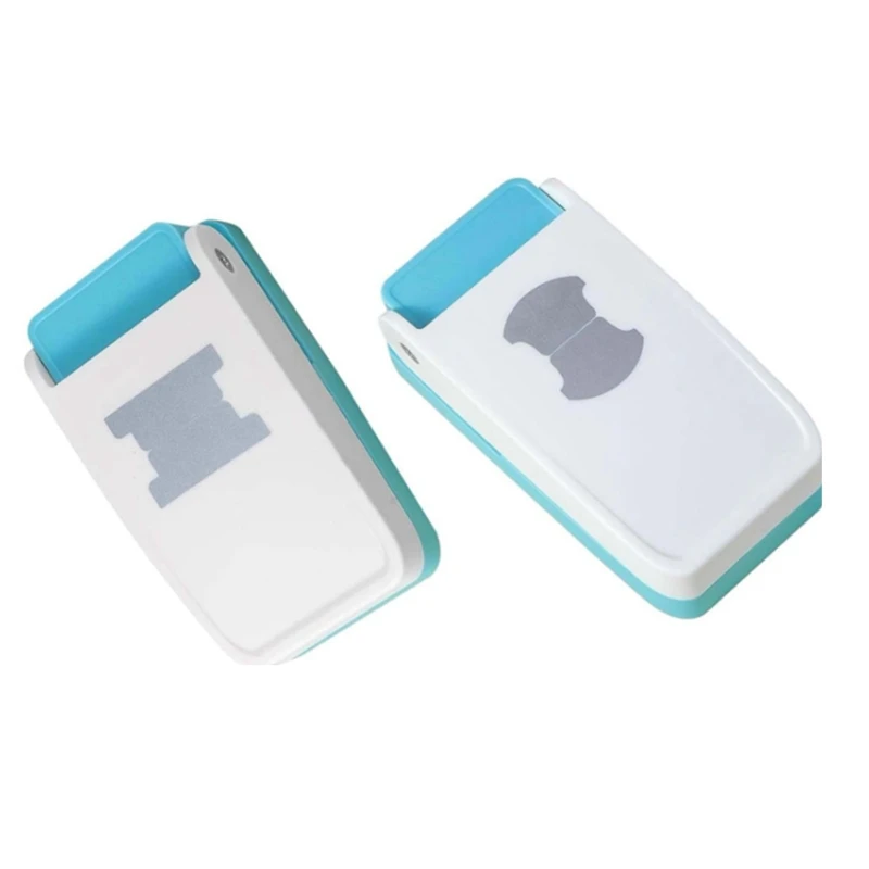 File Tab Punch  For Crafting 1.5In 2 Shapes DIY Index Tab Puncher Label Tag Paper Punch White&Blue 2 Pcs