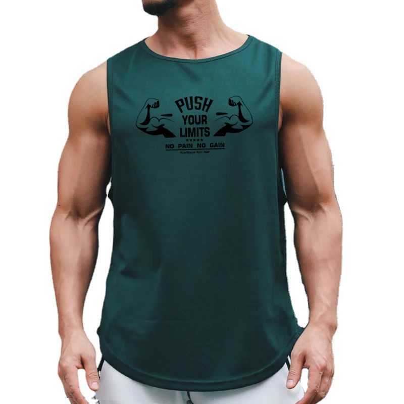 Mesh Bodybuilding Tank Top Men Running Vest Gym Clothing Wo…