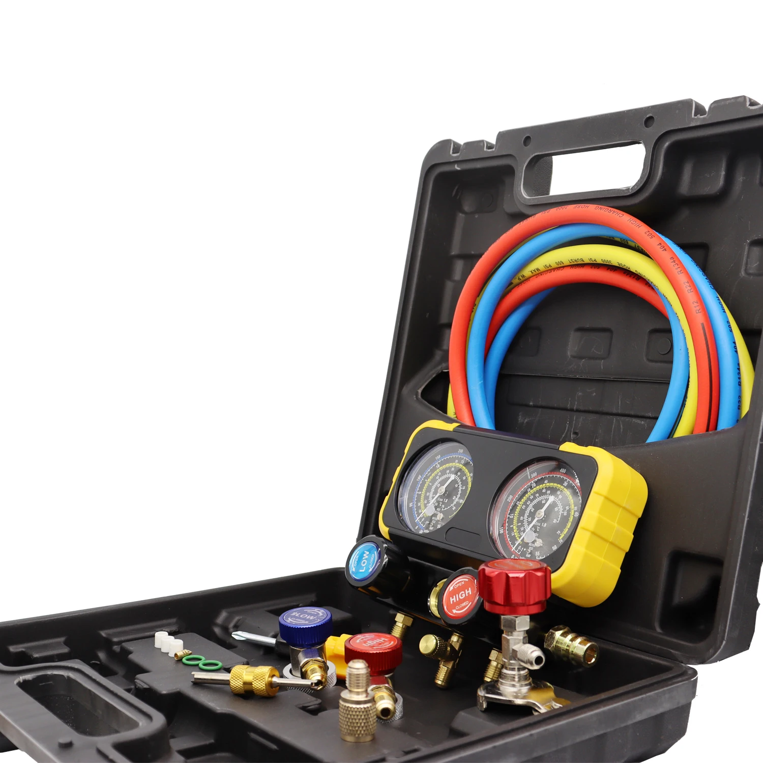 R134a refrigerante auto aria condizionata misuratore di fluoruro manometro neve valvola a doppio manometro aria condizionata kit di strumenti per fluoruro