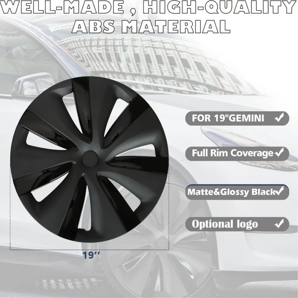 For Tesla Model Y 2017-2024 Hubcaps,19 inch Wheel Cover Storm Two Tone Style Replacement Rims Protector Accessories 4pcs