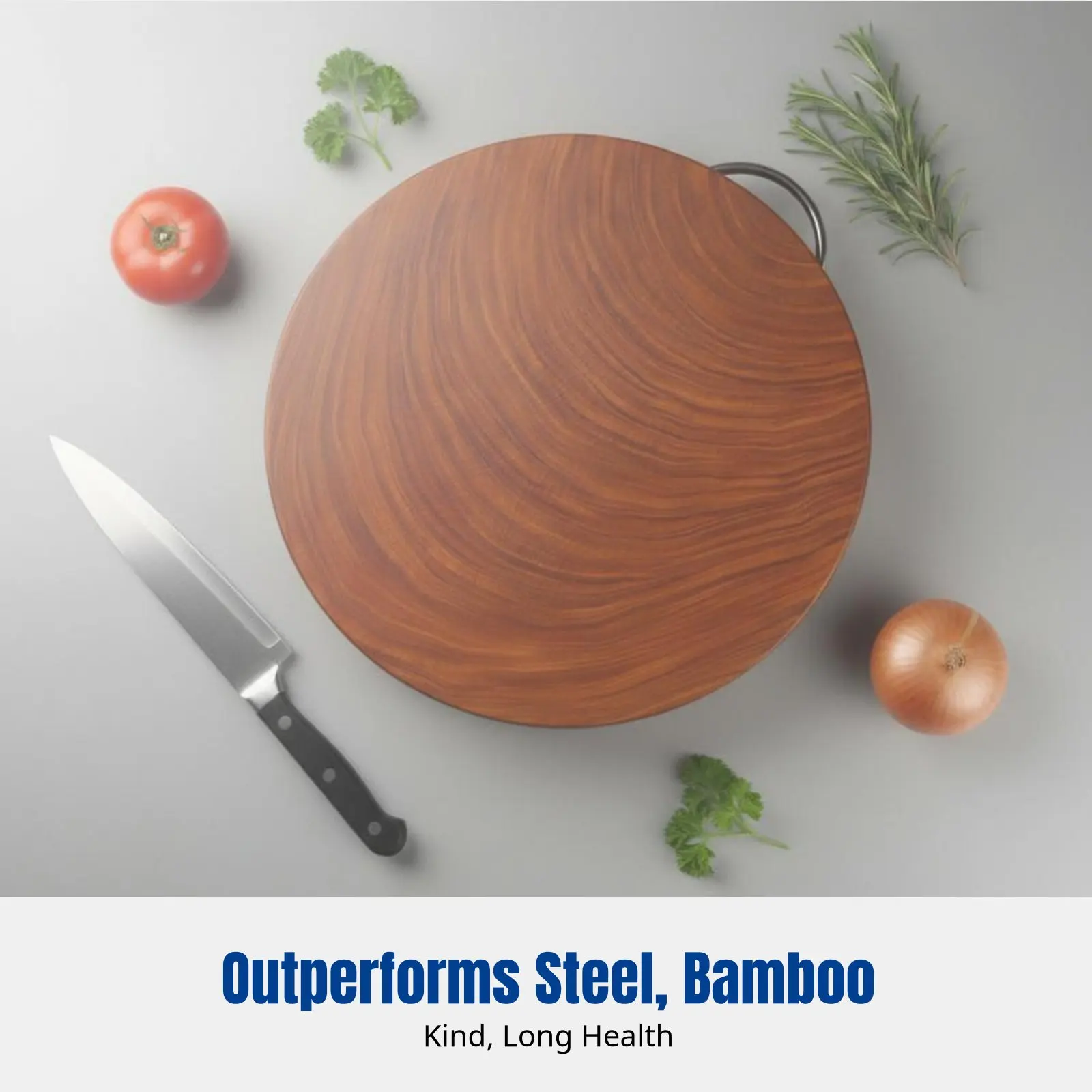 

Прочная разделочная доска из железного дерева, устойчивая к микробам, круглая, двусторонняя, с ручкой, незаменимая вещь для кухни