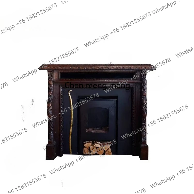 Vintage Solid Wood Simulated Fireplace / Neoclassical Storage American Carved Entryway Table for Small Apartments