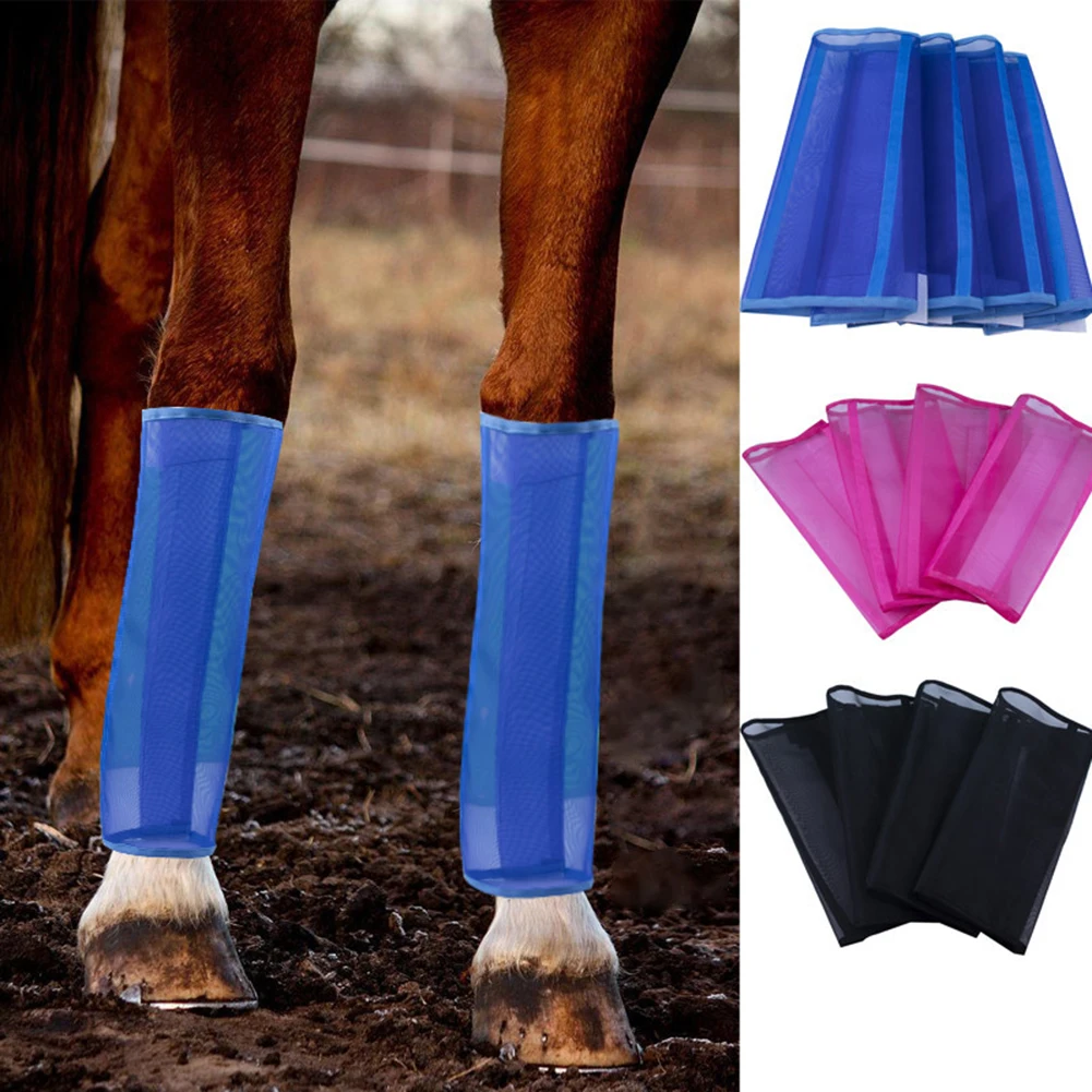 SWEETHOME Loose-Fitting Horse Fly Leggings Mesh Breathable Tear-Resistant Leg Guards Stay-on Fly Boot Horse Leg Wraps Set Of 4