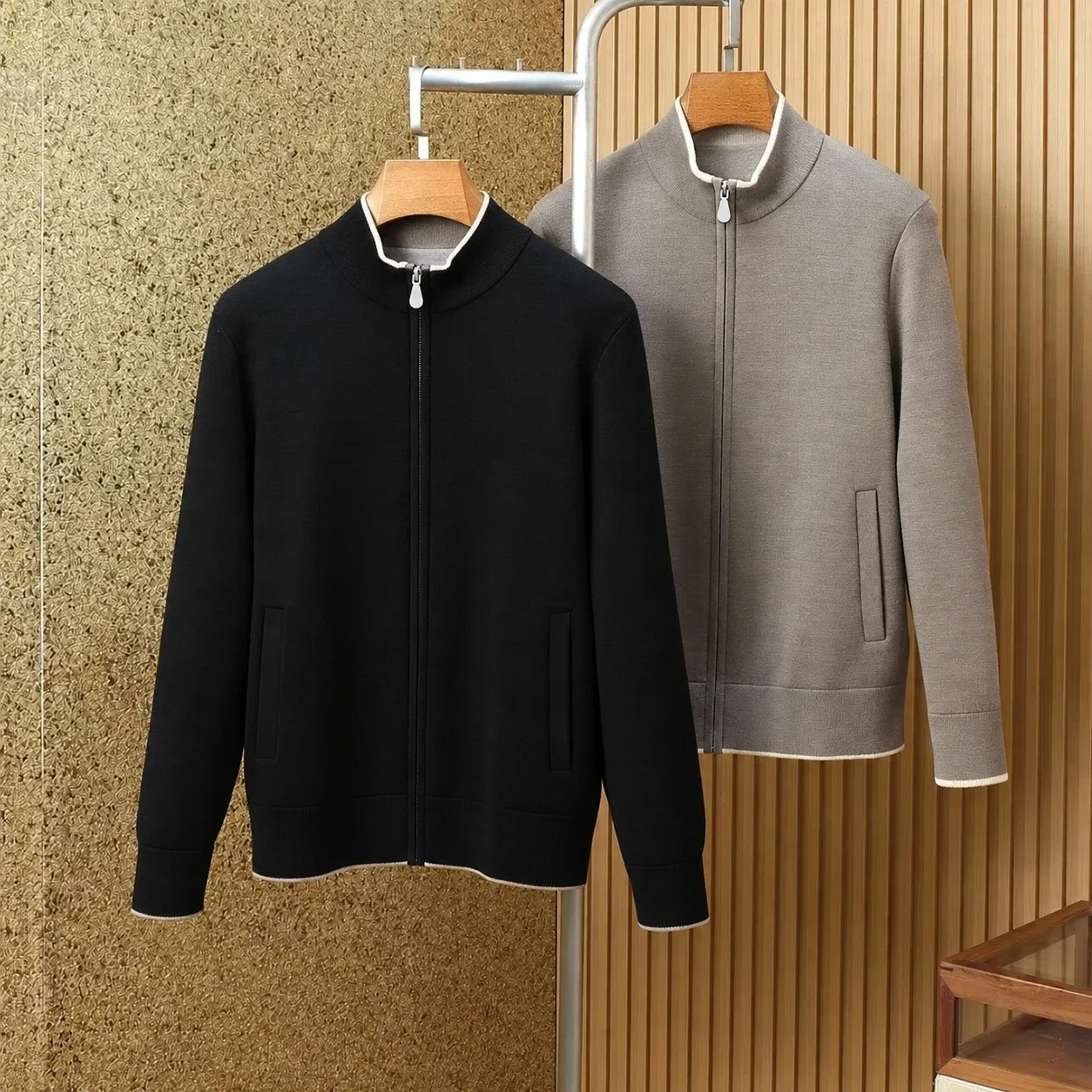Italian BC wool knitted sweater chest embroidered casual coat