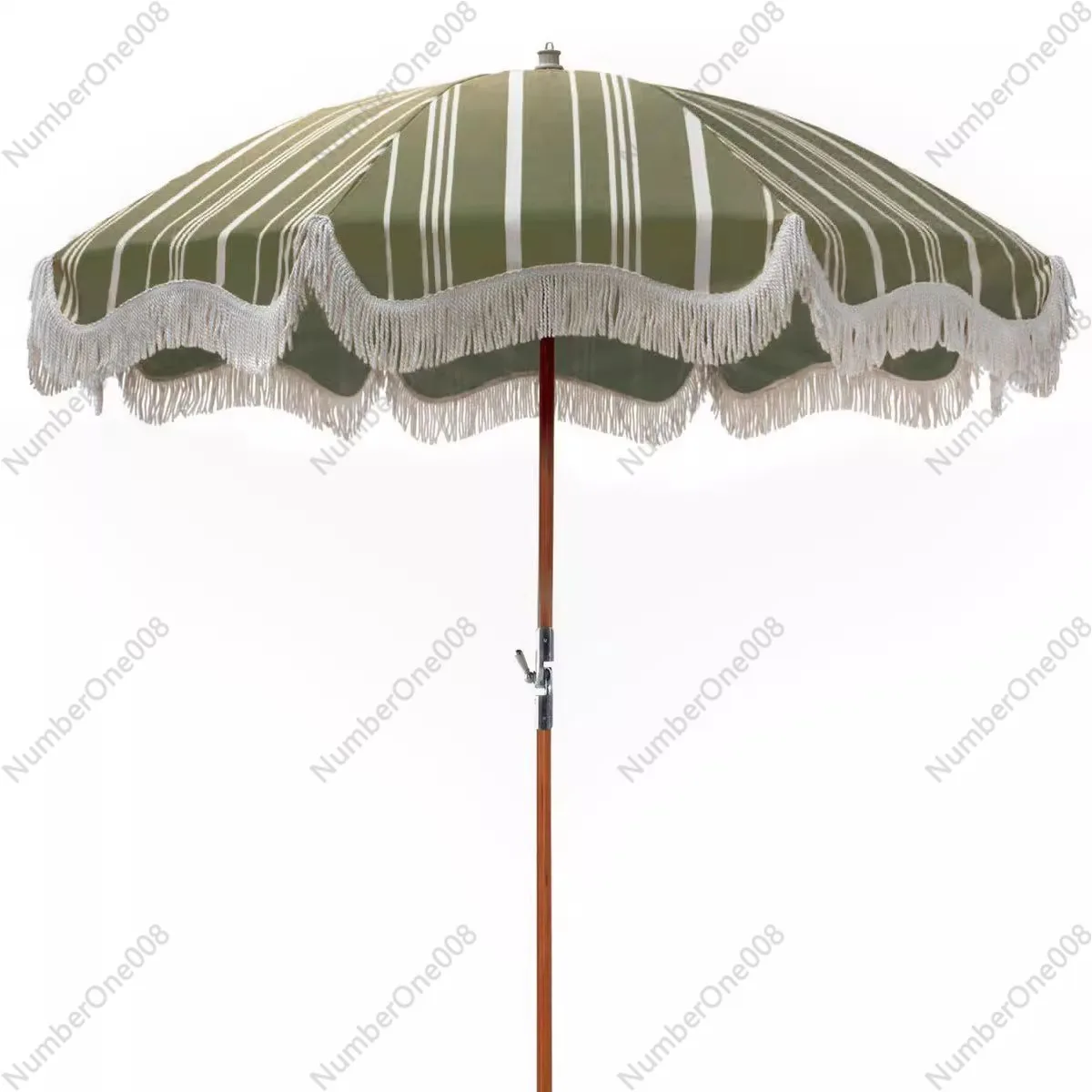 

Outdoor Parasol Turntable Beach Sun Umbrella Beige Fringed Garden Outdoor Camping Umbrella