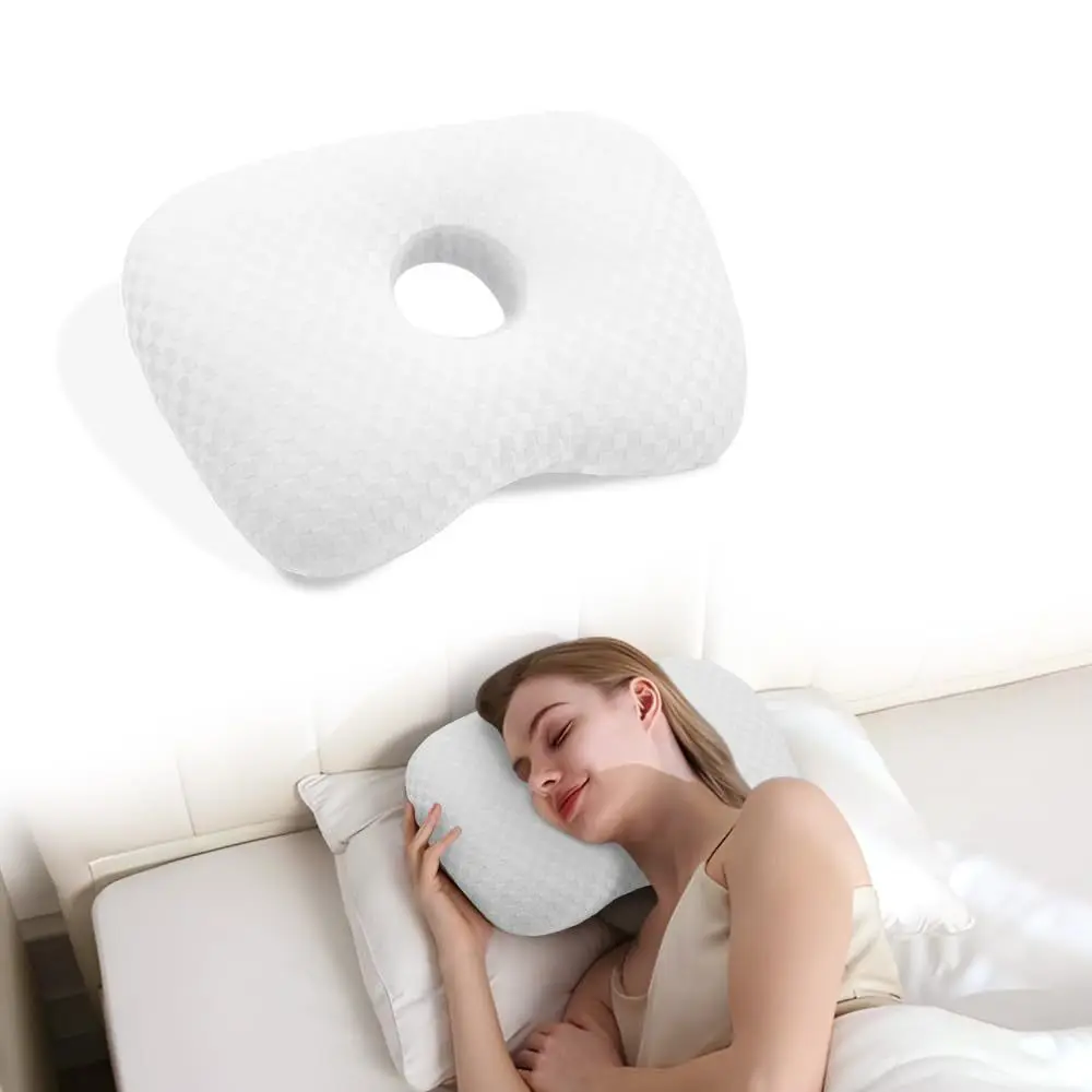Cotton Filling Ear Piercing Pillow Breathable Portable Pillow with Ear Hole Ergonomic Comfortable Earring Pillow