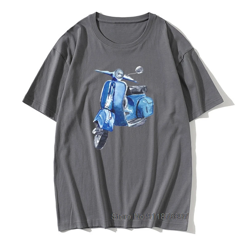 Blue Vespa T-Shirts Scooter Italy Italia Unique Retro Motorbike Bike Men T Shirts Man Wholesale Top Tee Shirt