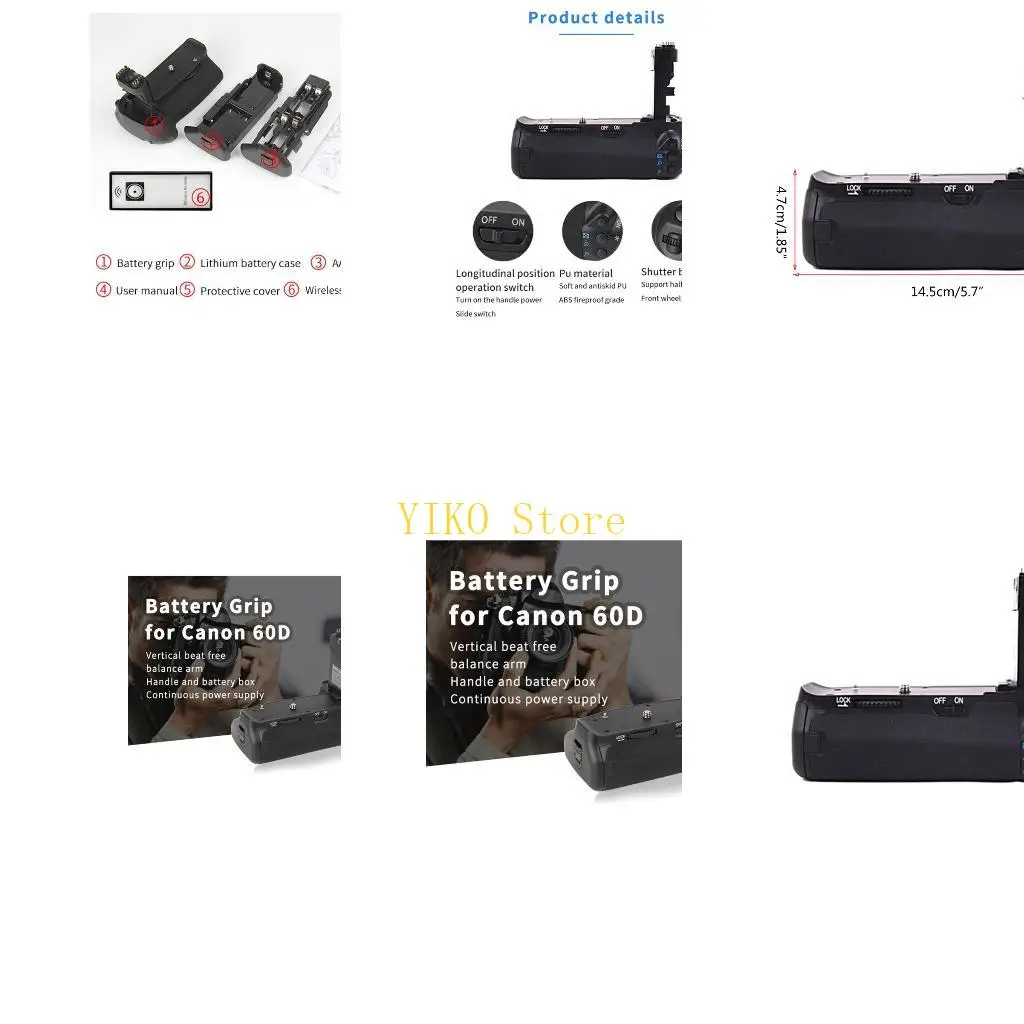 

K32C Портативный вертикальный аккумуляторный блок для камеры 60Da BG-E9 LP-E6