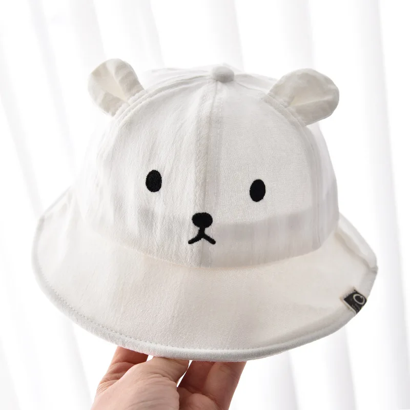 Newborn Baby Hat Infant Muslin Bucket Hat Kids Bear Ears Summer Beach Sun Caps Boys Girls Easter Hats for Toddlers 3-24 Months