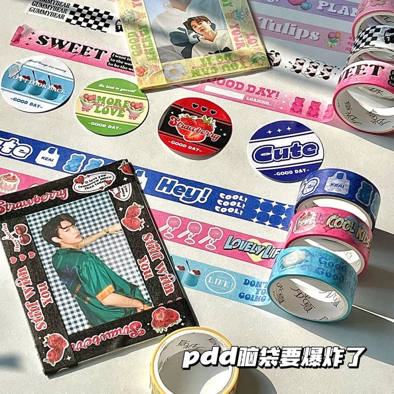 custom.[1239 Repurchases] INS Style Washi Tape Single Roll Korean High-Value Journal-Chasing Material De