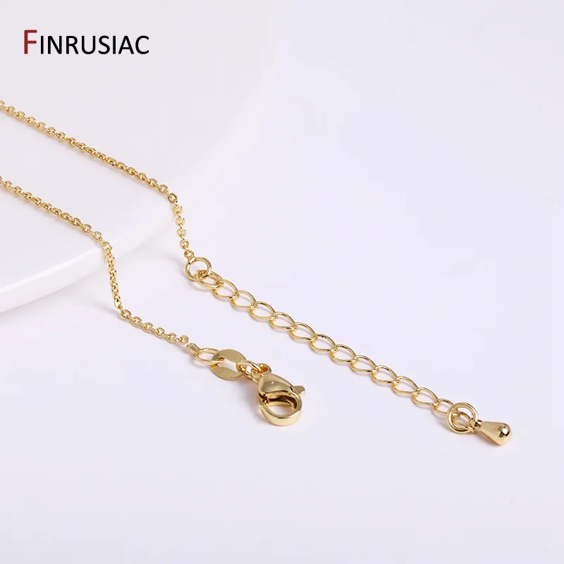 High Quality Chains 18K Gold Plated Brass Metal 45cm Chains Necklace 1.2mm/1.6mm Necklace Chains For Jewelry Making Findings