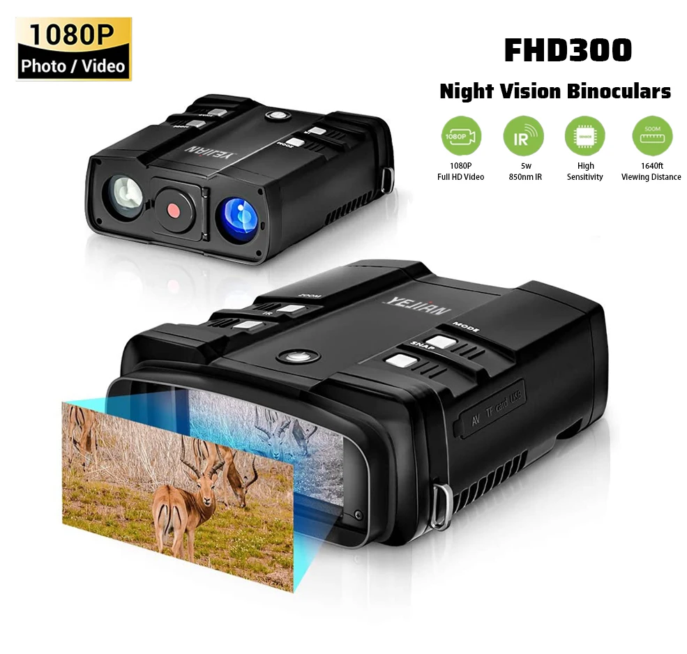 New 4” Viewing Screen Night Vision Goggles 1080P FHD Infrared Digital Night Binoculars Photo/Video Recording Camera for Hunting