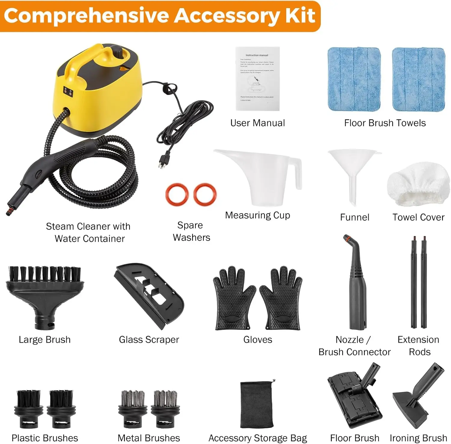 Nettoyeur à vapeur électrique 1500W, Machine à rouler polyvalente haute pression pour tapis, sol, voiture, détails de maison