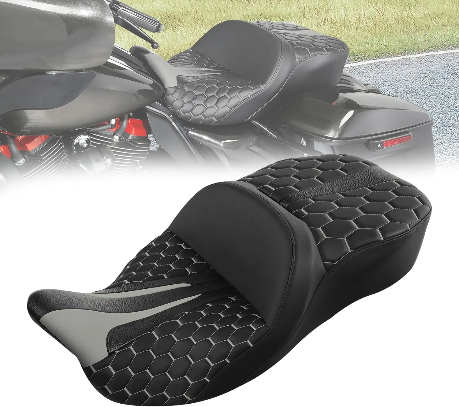 

Сиденье для водителя и пассажира, сиденье Mammock, подходящее для Harley Touring 2009-2023 Road Glide Street Glide Road King Electra Glide и 2009-20