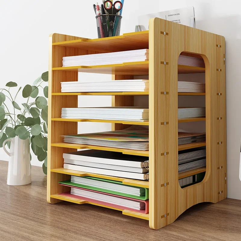 File Rack Vertical Bookshelf Frame Stationery Storage Box Classification Bar Storage Rack and Full Thickness of Supplies