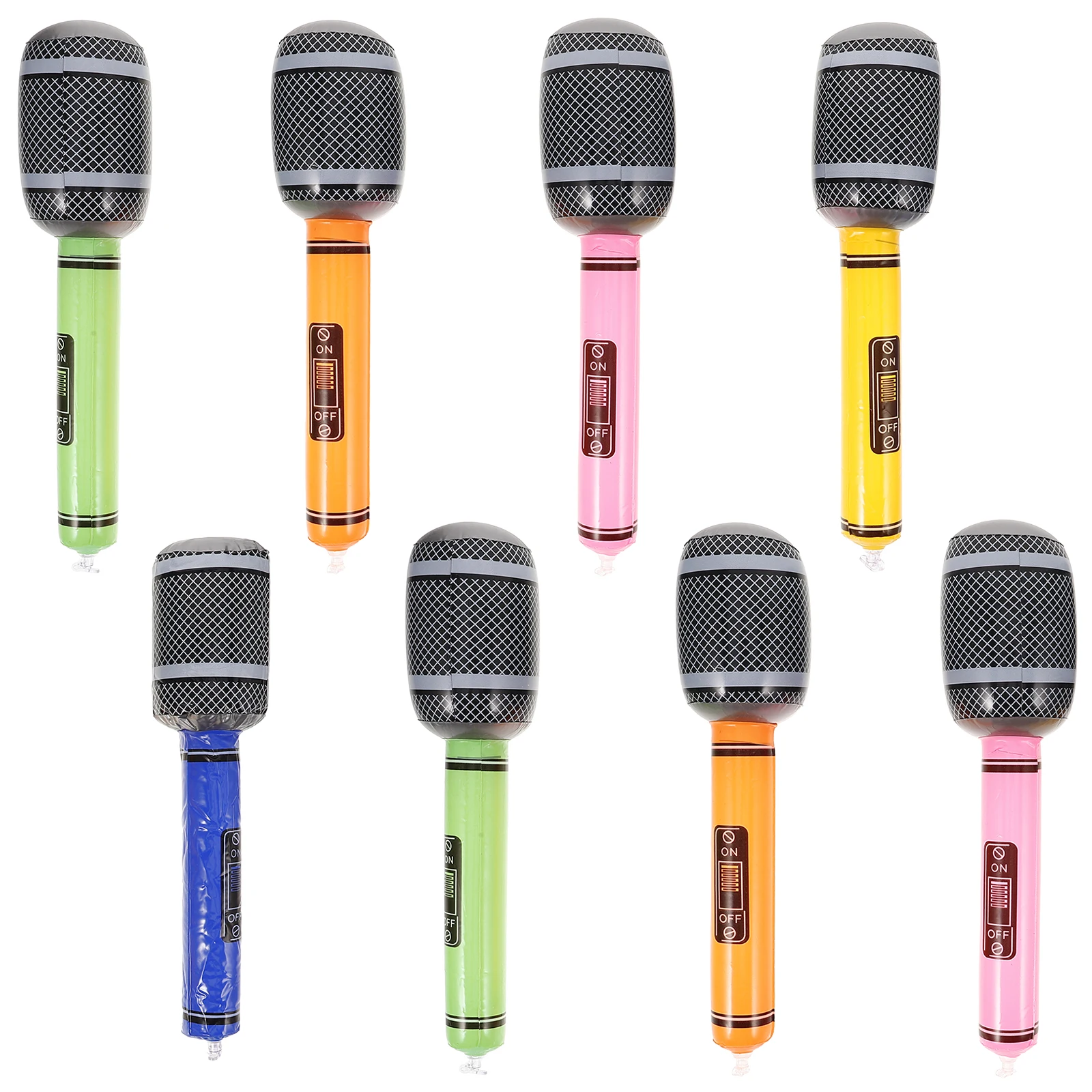 Ensemble de faux microphones colorés, 8 pièces, accessoires de chant gonflables pour enfants, Look réaliste, décoration Portable pour spectacle sur scène, fourniture de fête