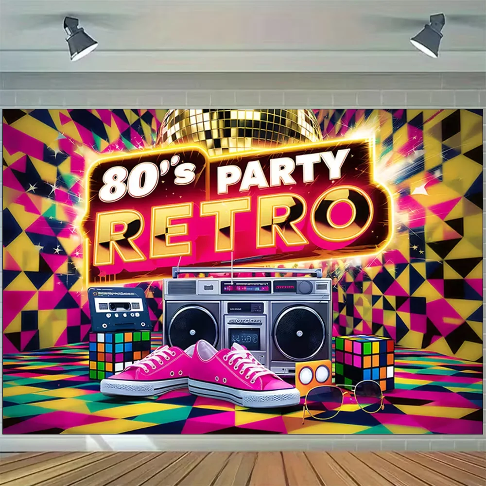 الرجعية العودة إلى 80s 90s الموسيقى ديسكو الطرف الديكور خلفية ضوء النيون الكتابة على الجدران أشرطة الطوب خلفية لوازم استوديو الصور