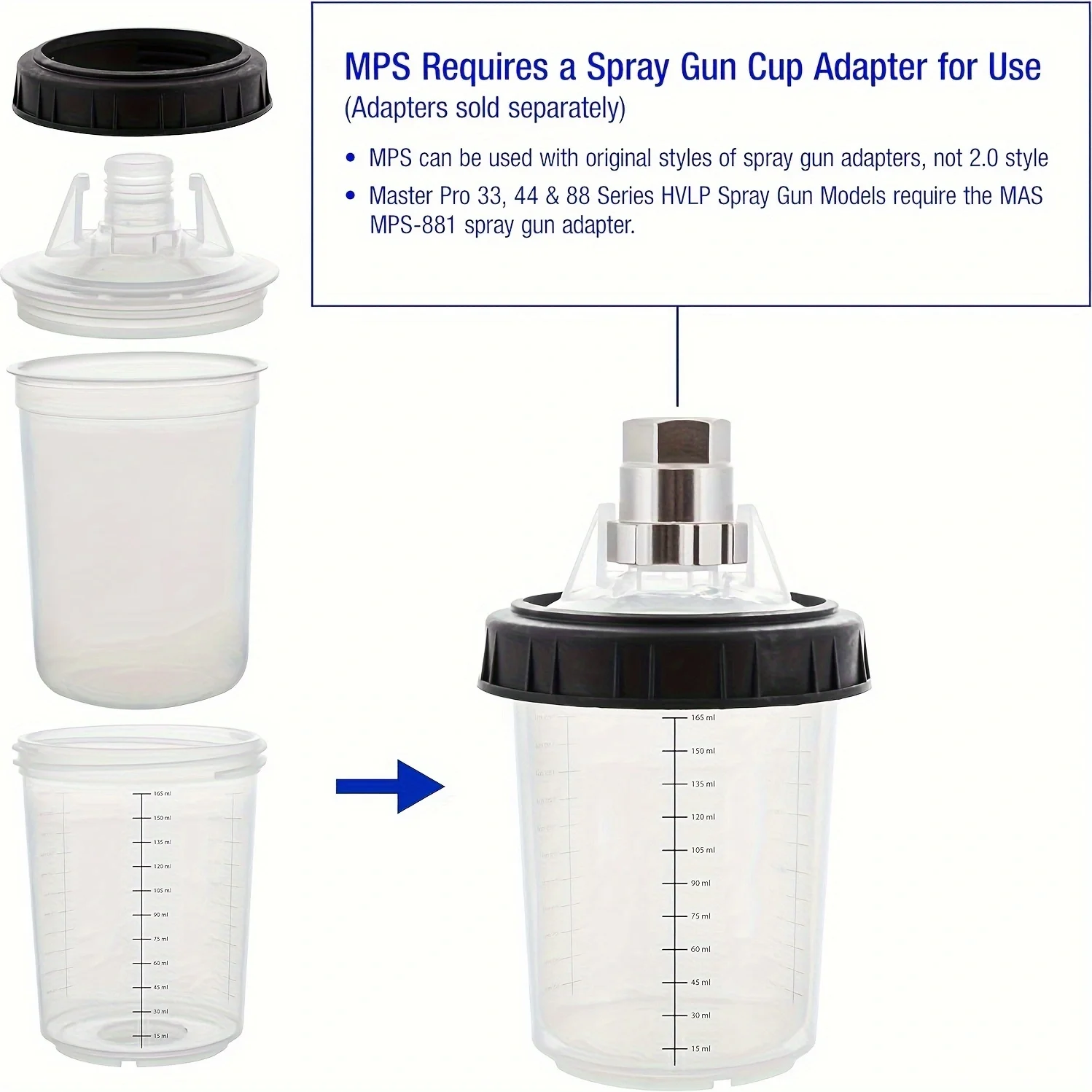 50PCS 180/400/600/800ML Disposable Paint Cup Spray Gun Cup Paint Mixing Tank Type H/O Spray Guns with Quick Release Mixing Tanks