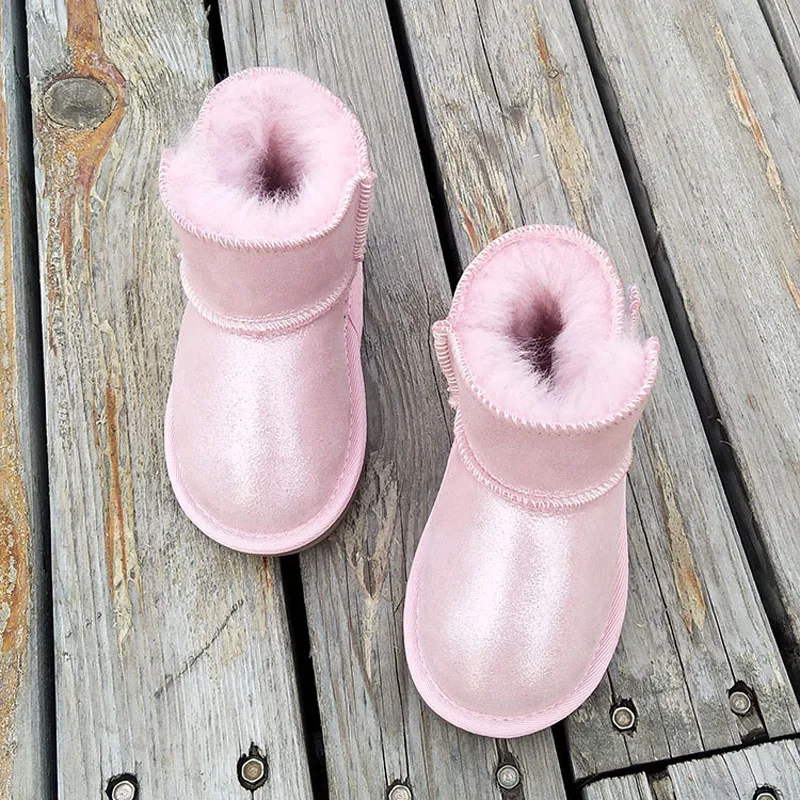 New Arrival Winter Baby Toddlers Shoes Children Boots Genuine Leather Snow Boots for Boys Girls Rabbit Fur Child's Shoes CSH519