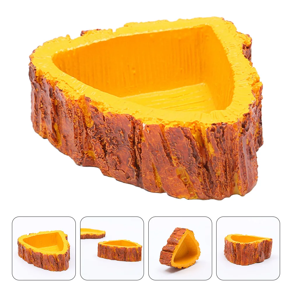 

1pc Resin Lizard Feeding Bowl Brown Imitation Reptiles Eating Basin Pet Food Dish For Small Creatures Spider Tortoise Supply