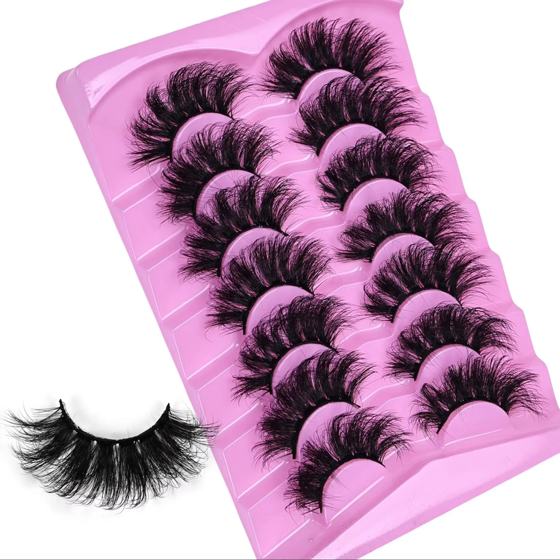 7 Pairs Fluffy Thick Extended Look False Eyelashes for Daily Party Holiday Makeup Natural Looking Artificial Lashes