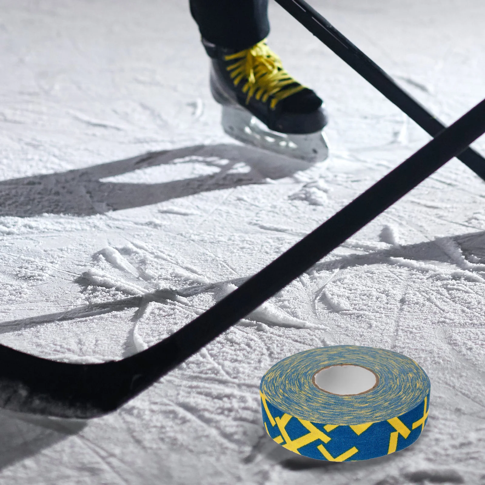 شريط الهوكي 1 لفة قماش قطني لاصق غير لعصا الهوكي شريط حماية من الصدمات يدوم طويلاً مضاد لـ