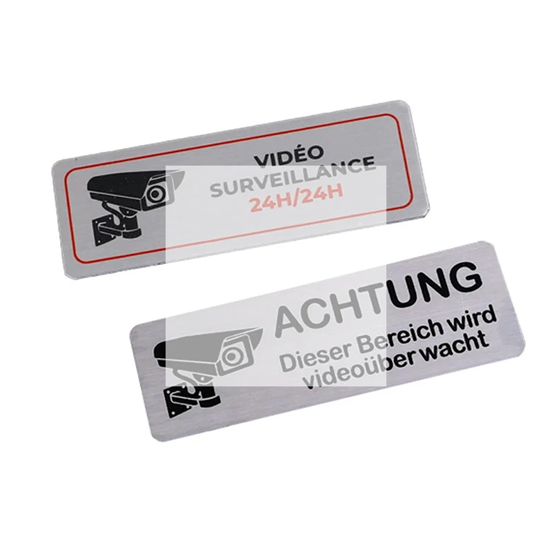 

1 Pcs Aluminum Watch Video Surveillance Warning Sign Private Camera Surveillancewith Sticker With Tape