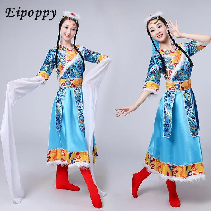 Tibetan Dance Costumes Female Tibetan Sleeves Show Costumes Long Skirts Square Dance Costumes