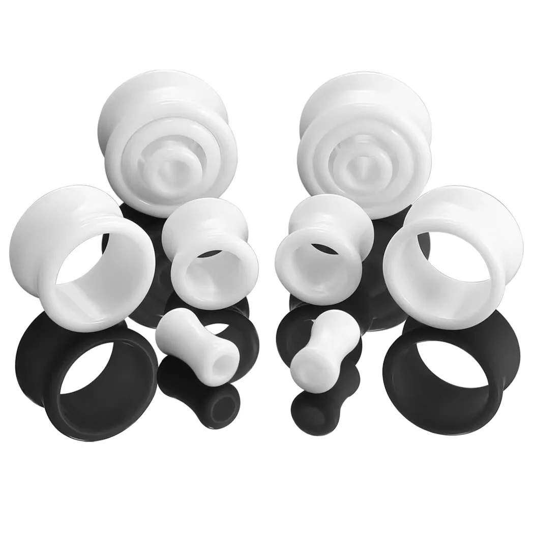 6pcs Hollow Acrylic Double Flared Saddle Ear Tunnels Plug Gauges Stretcher Expander Body Piercing Jewelry 3-16mm Size